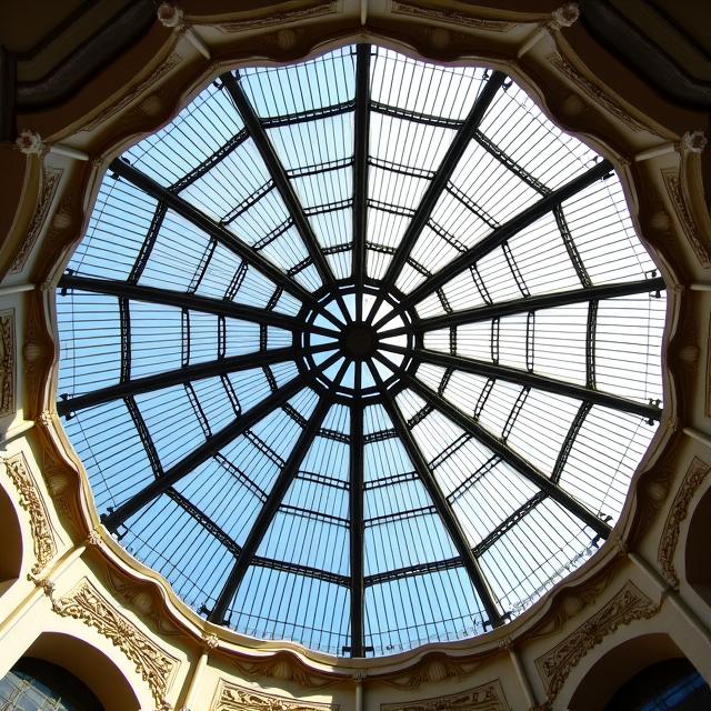 Cúpula de vidrio en edificio histórico